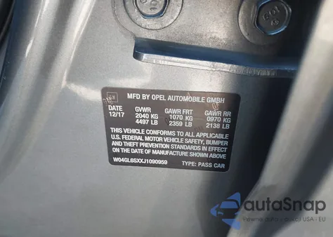 2018 Buick Regal Sportback Preferred from USA, damaged, VIN W04GL6SXXJ1090959